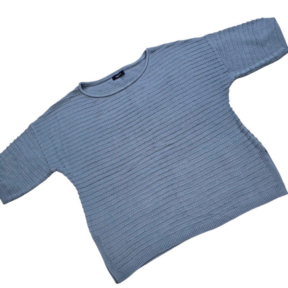DOKDOO Womens Size XL Grey Knit Crew Neck Short‎ Sleeve Textured Sweater NWOT